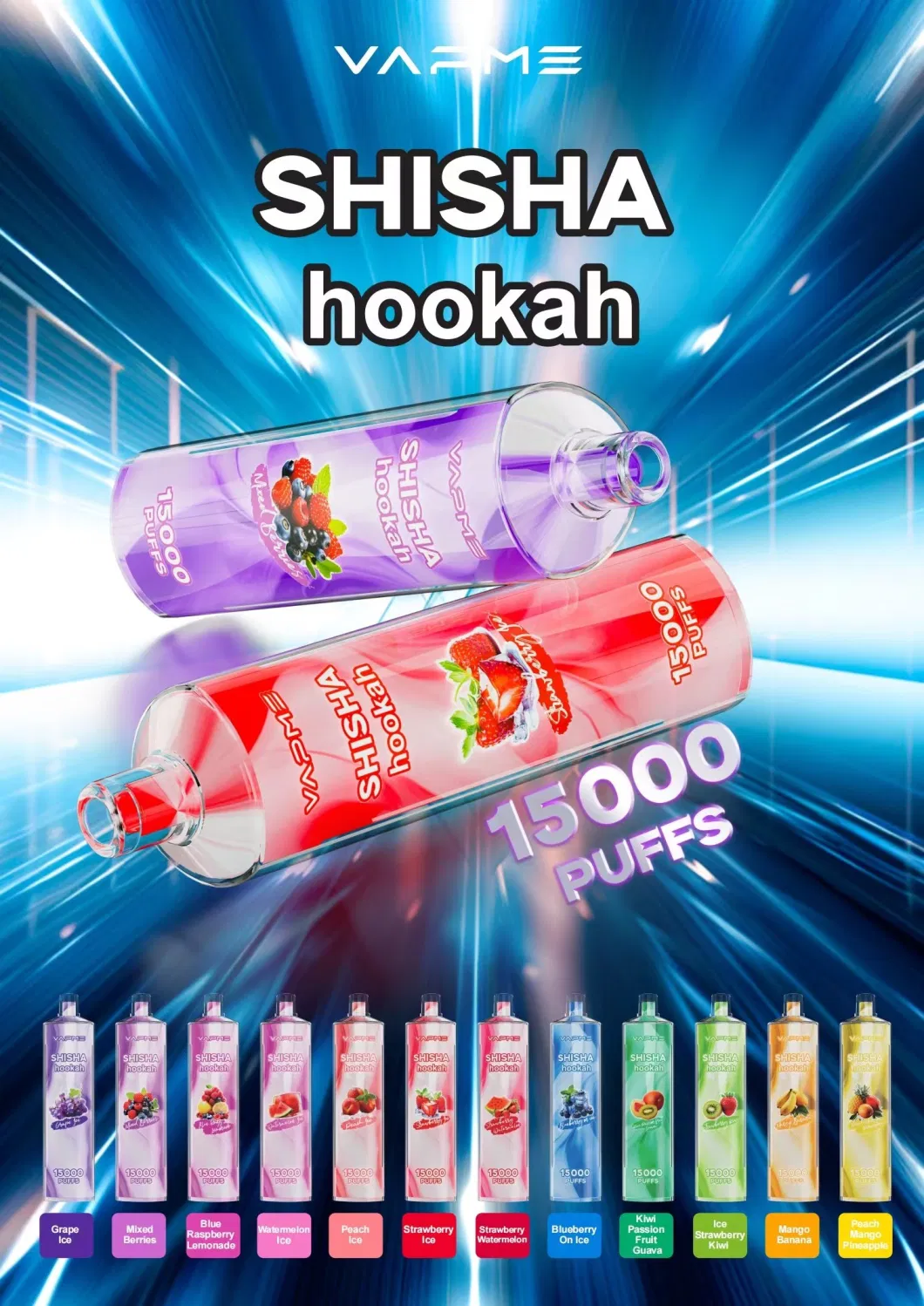 Vapme Shisha Hookah 15000 Puffs Disposable Vape Puff 15K Rechargeable E Cigarettes Mesh Coil 0% 2% 12 Flavors Vaper