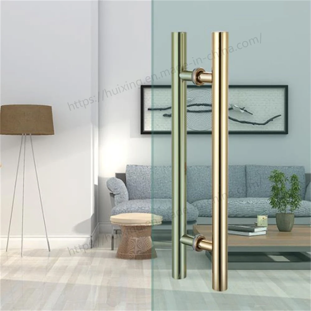 Stainless Steel H Shape Round Frameless Glass Door Hardware Ladder Mounting Pull Handle