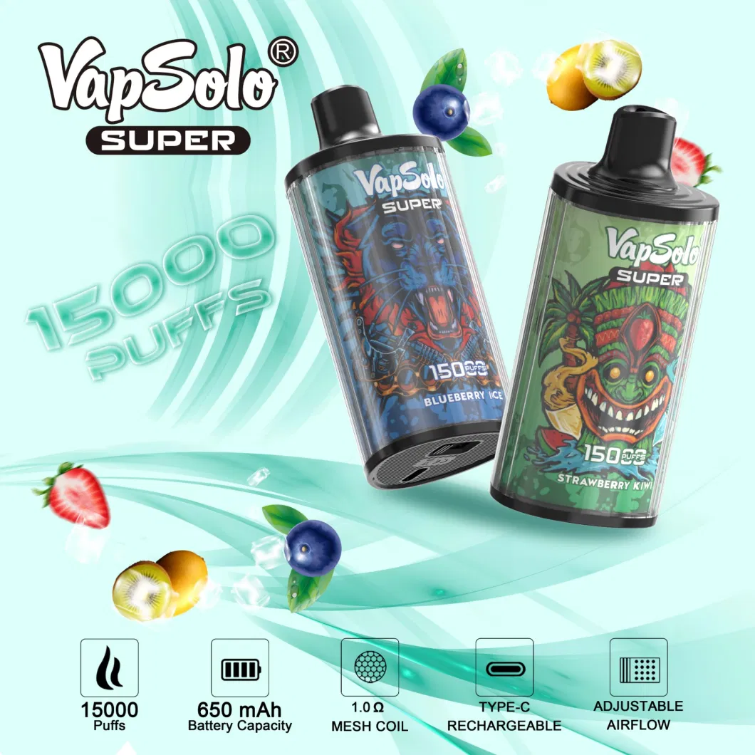 2024 Wholesale Vapsolo 15000 Puffs Puff 15K Rechargeable Airflow E Cigarette Pen Disposable Vape EU Warehouse