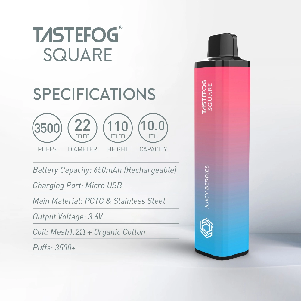 Tastefog Square 3500 Puffs Electronic Cigarette Custom No Nicotine Vapes 2% 5%