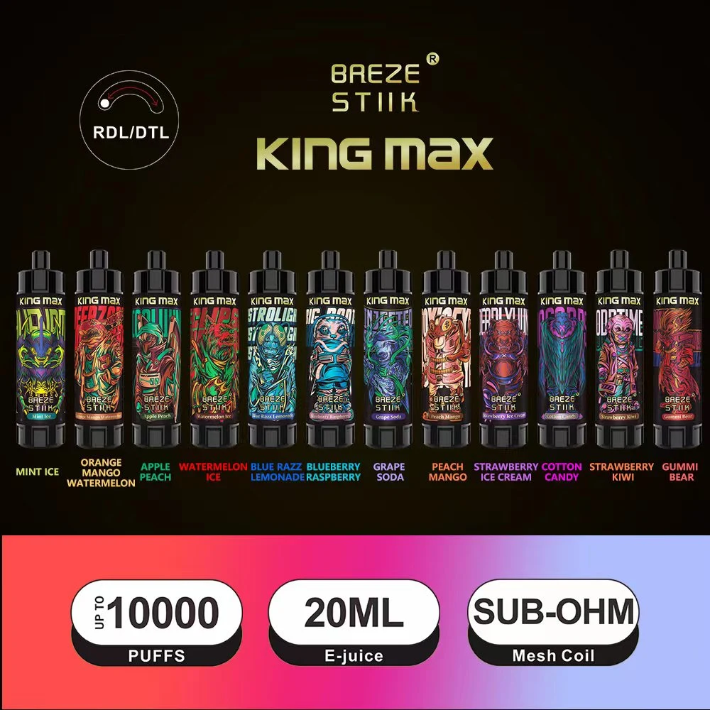 Direct to Lung E Cigarette Baeze Stiik Kingmax 10000 Puffs Disposable Vape