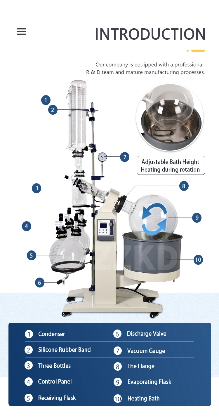 20L 50L 100L Oil Distillation Rotovap Autoed Essential Turnkey System Rotary Evaporator for Vacuum Distillation