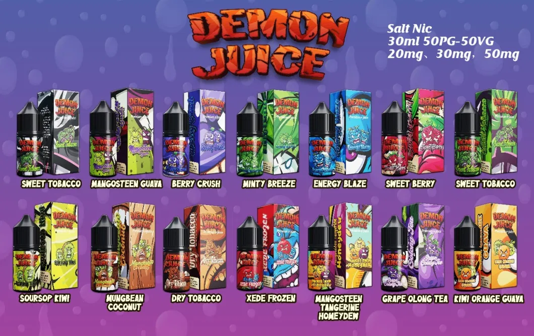 Fruity Taste Tpd Mhra 10ml Plastic Bottle Vaping Vape Liquid Fruit Flavors 3mg 6mg 20mg Nicotine Salt E-Juicesmooth Demon Juice Sweet Berry Vape Flavor E Liquid