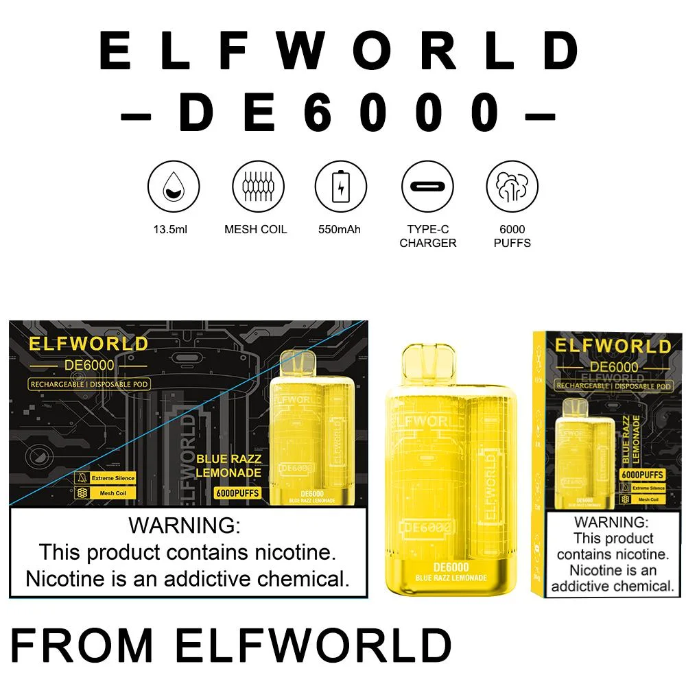 Newest De6000 Disposable Vapes Elf World Bar Wholesale Electronic Cigarettes