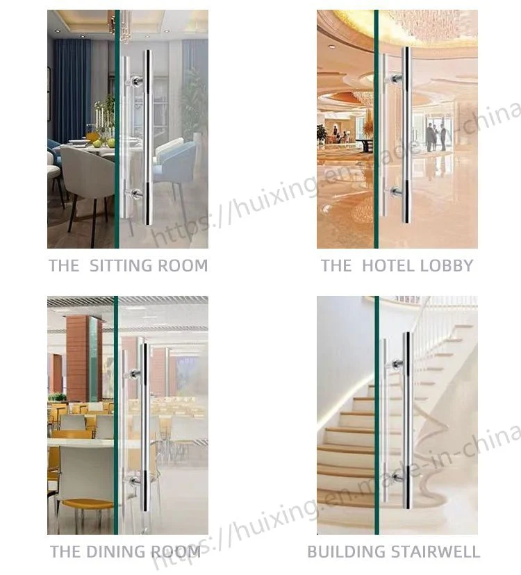 Stainless Steel H Shape Round Frameless Glass Door Hardware Ladder Mounting Pull Handle