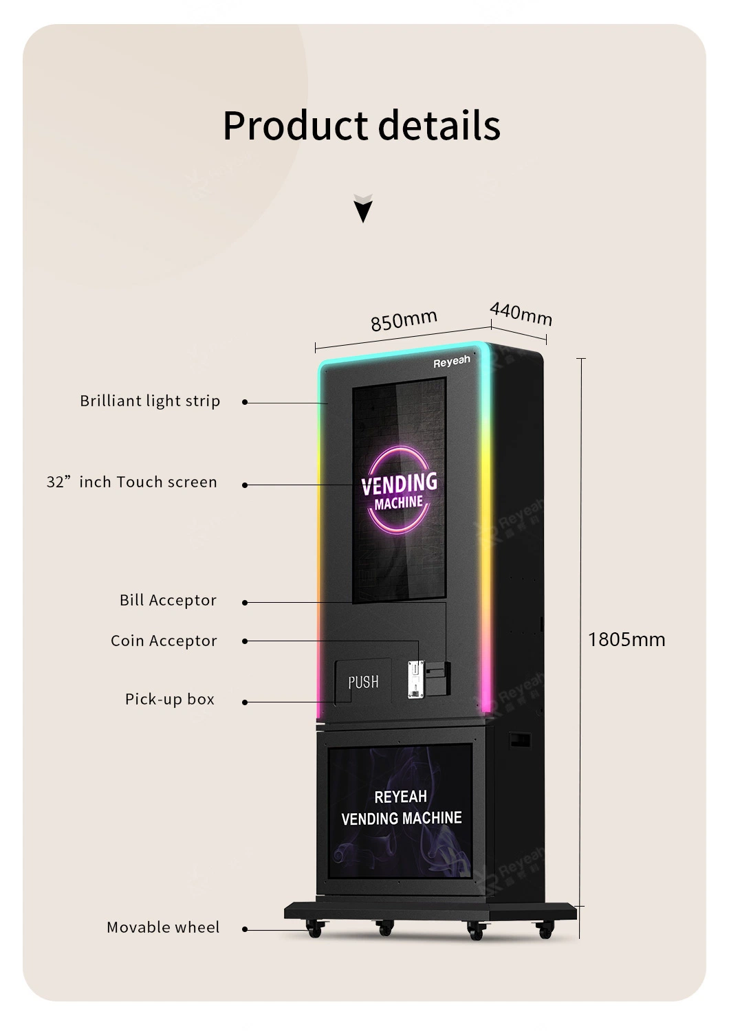 Factory OEM WiFi 24 Hours Vape Vending Machine for Makeup and Snacks