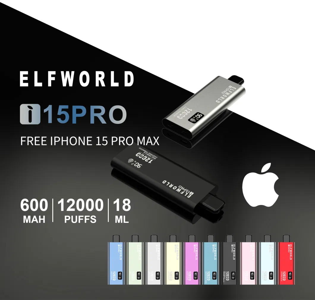 Elfworld I15PRO 12000puffs Smart Long Lasting Disposable Vape Pen Mesh Coil Wholesale Distributor OEM Big Smoke Puffs USA EU Rusia Germany Italy Lost Elf Mary