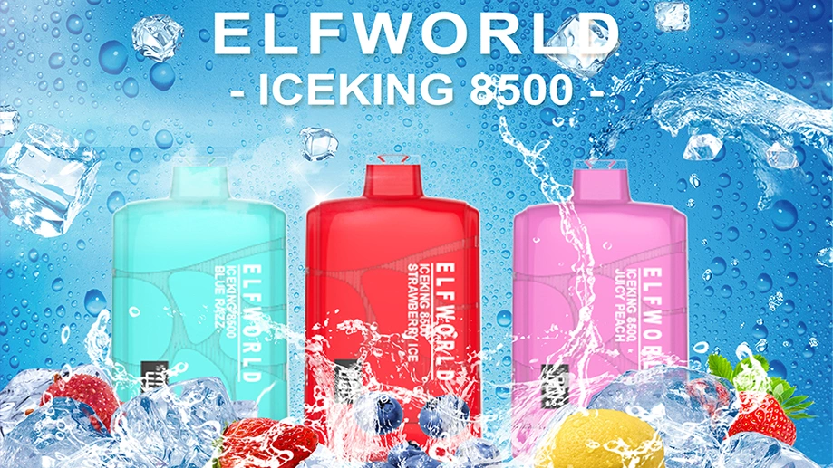 Original Elf World Iceking 8500 Puffs Digital Vapes E Cigarette Disposable Puff Vape Pen Vaporizer Nic Salt Liquid Juice Flavour Vape 5000 Puffs 15K18K20K Bar