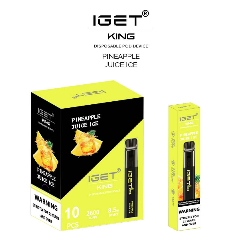 Original Iget King Disposable Vape Pod Device Kit 8.5ml 2600 Puffs 1400mAh Vs Iget XXL Shion