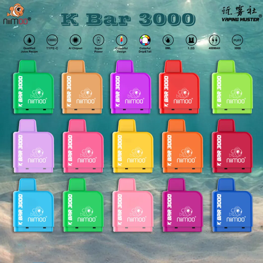 Niimoo 2022 Best OEM Vape Pods Factory K Bar 3000 Puffs with 8 Ml Ejuice Disposable Vape Pen