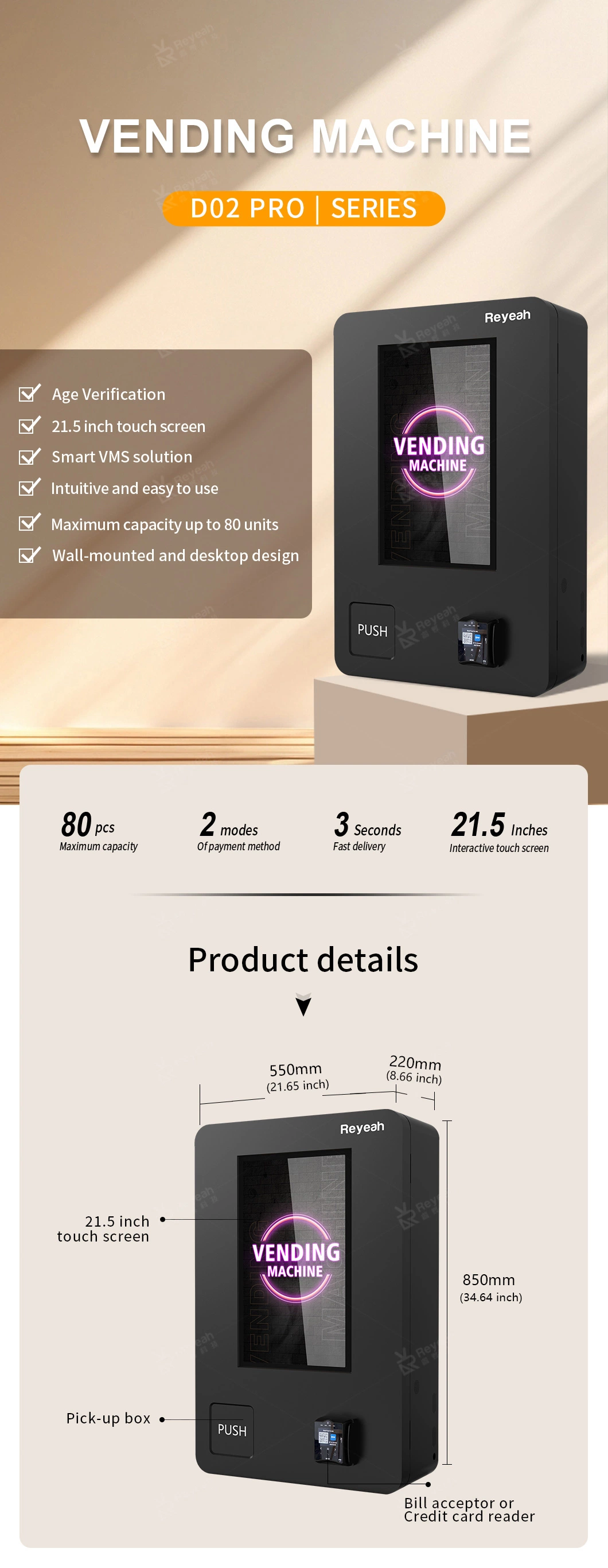 Factory Prices Touch Screen Electronic Cigarettes Vape Vending Machine with Age Verification