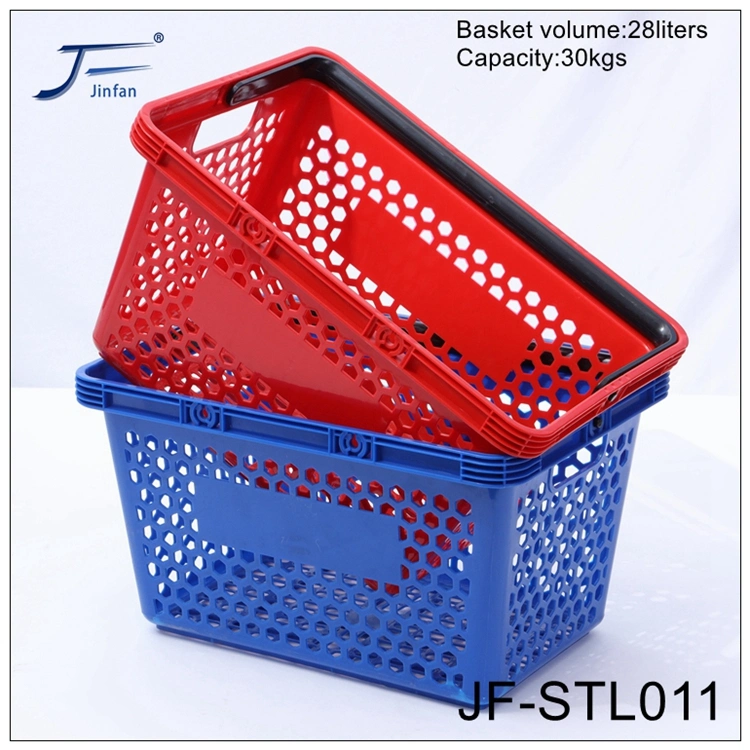 Retail Shop Supermarket Honeycomb Holes Plastic Shopping Hand Basket Customized by Direct Factory