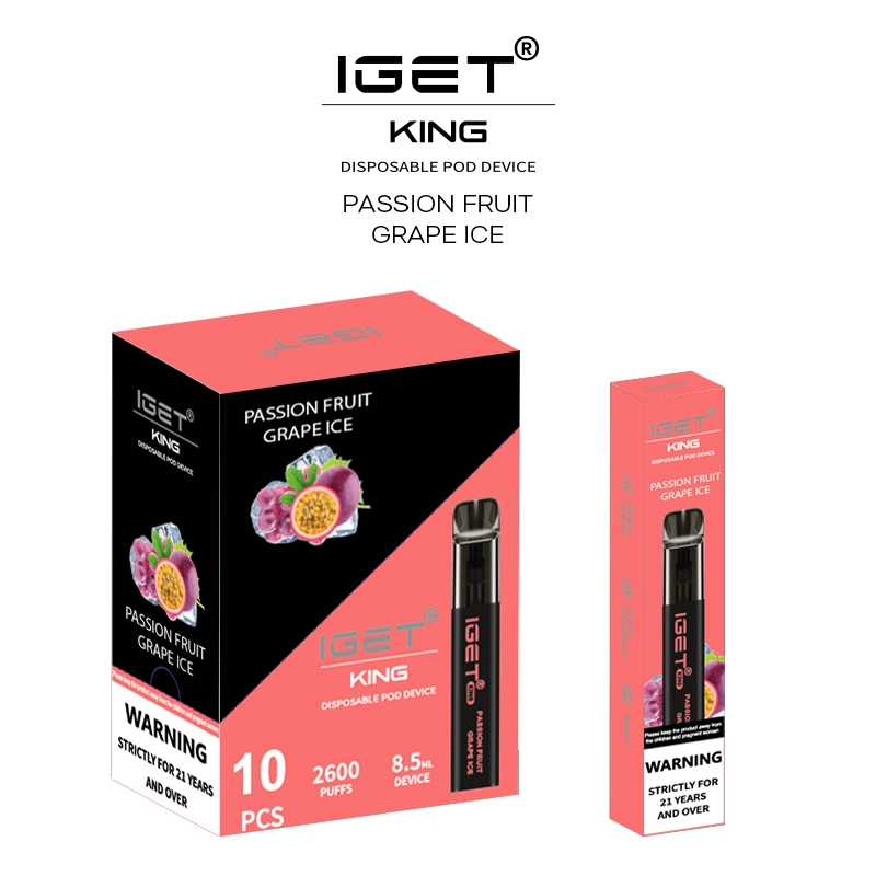 Original Iget King Disposable Vape Pod Device Kit 8.5ml 2600 Puffs 1400mAh Vs Iget XXL Shion