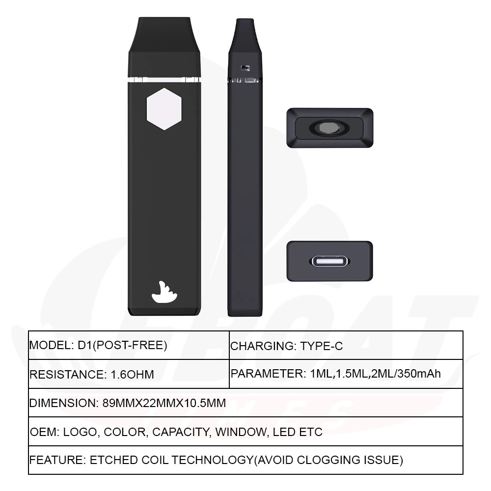 420 White Label Post Free Rechargeable Disposable Vaping Device Empty Thick Oil Vape Pens 1g 2g