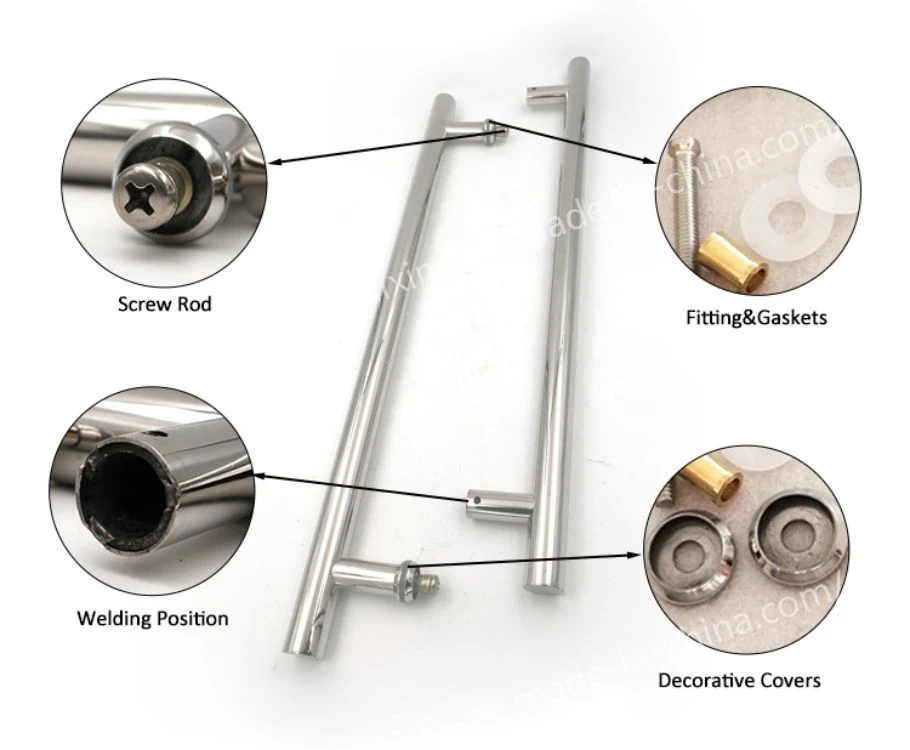 Stainless Steel H Shape Round Frameless Glass Door Hardware Ladder Mounting Pull Handle