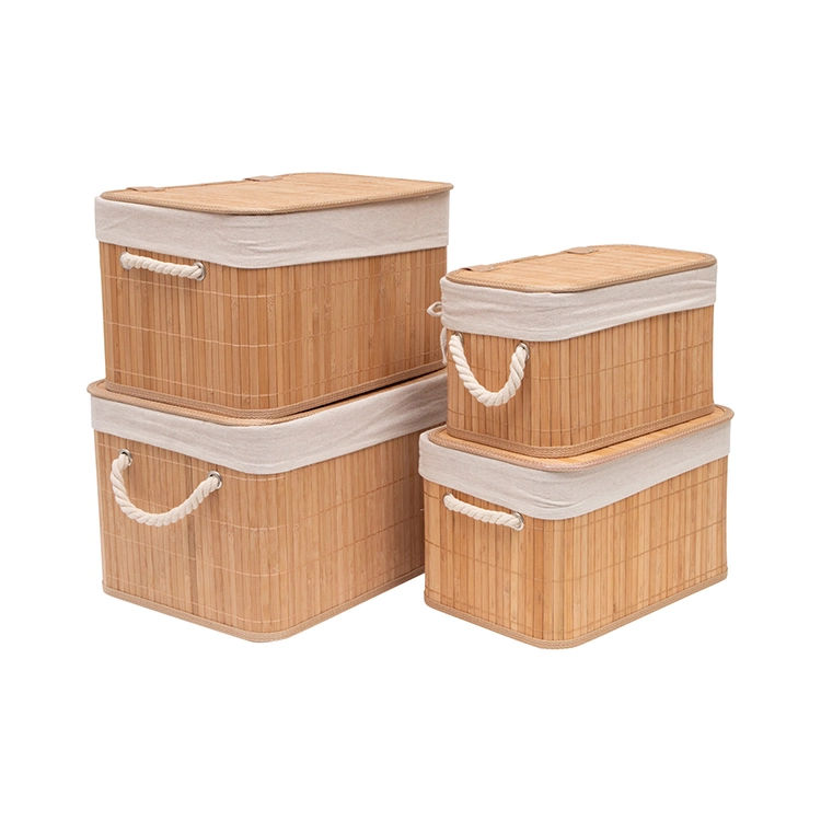 Handwoven Bamboo Laundry Hamper Foldable Storage Basket with Removable Lid and Liners Easy Assembly Laundry Bin