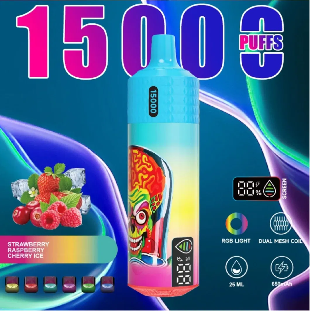 OEM Brand Wholesale Europe 15000 Puff Bar Pen Style LED Light Screen Display Electronic E Cigarette Price Mesh Coil Crystal PRO Disposable Vape with ISO9001