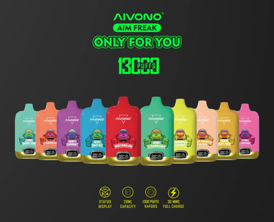 Aivono Vape 13000 Puffs LED Display Digital Vaping Mod Disposable Vape Vs Vape 12000 Puffs E Cig Wholesale Electriic Cigarette