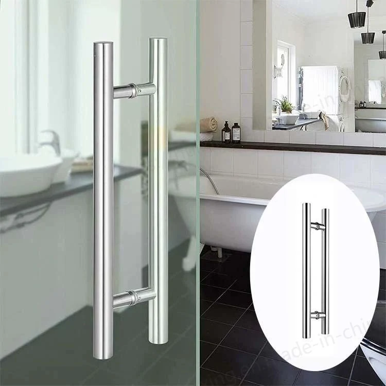 Stainless Steel H Shape Round Frameless Glass Door Hardware Ladder Mounting Pull Handle