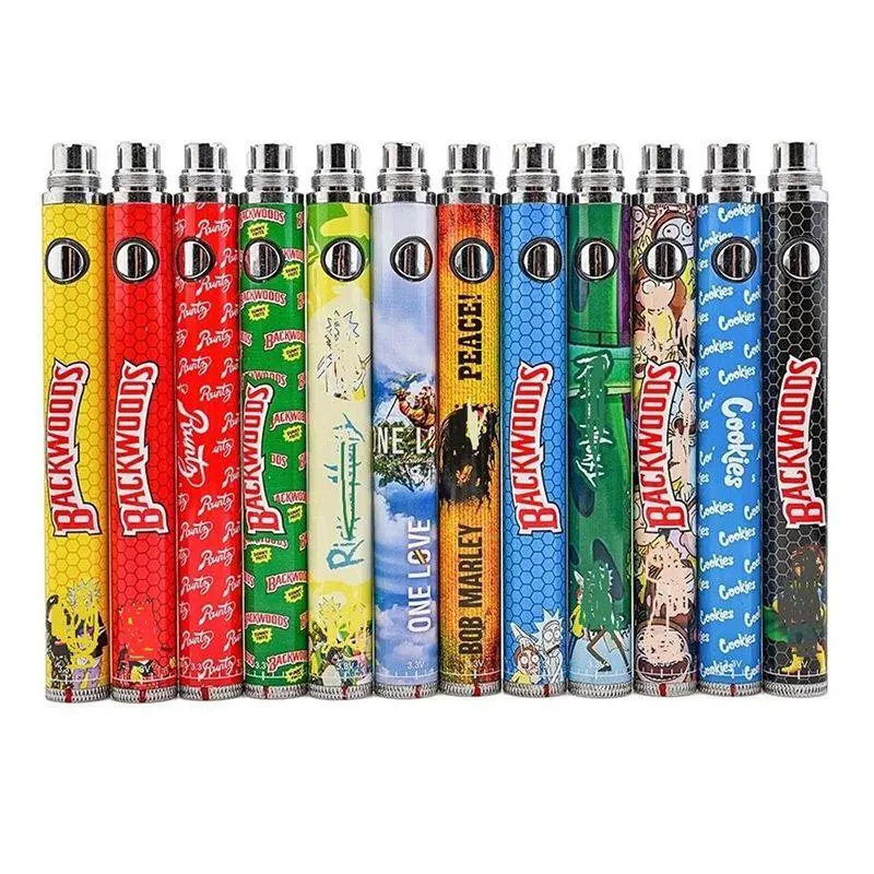 Backwoods Runtz Twist Battery USB Charger Kit Preheating Bottom Dial 1100mAh VV Adjustable Vape Pen Batteries 510 Thread for Wax Oil Cartridges