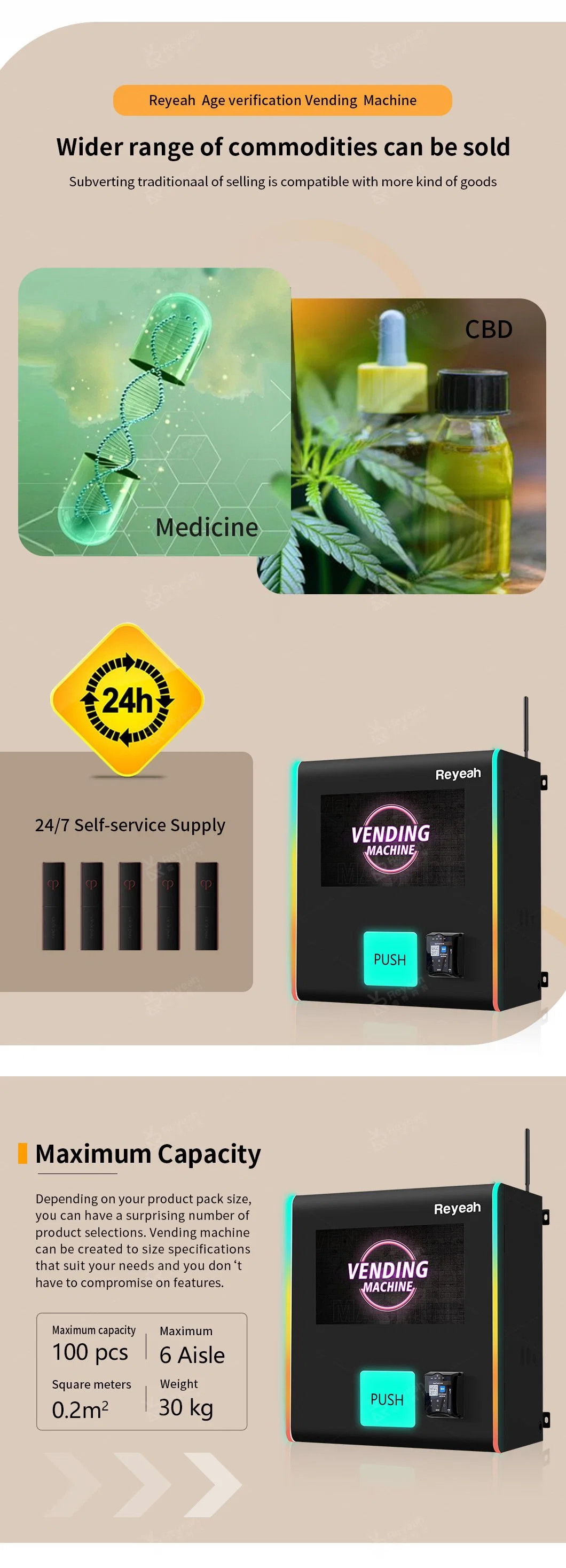 Mini Wall Mounted Tabletop Tobacco Vape Vending Machine Touch Screen