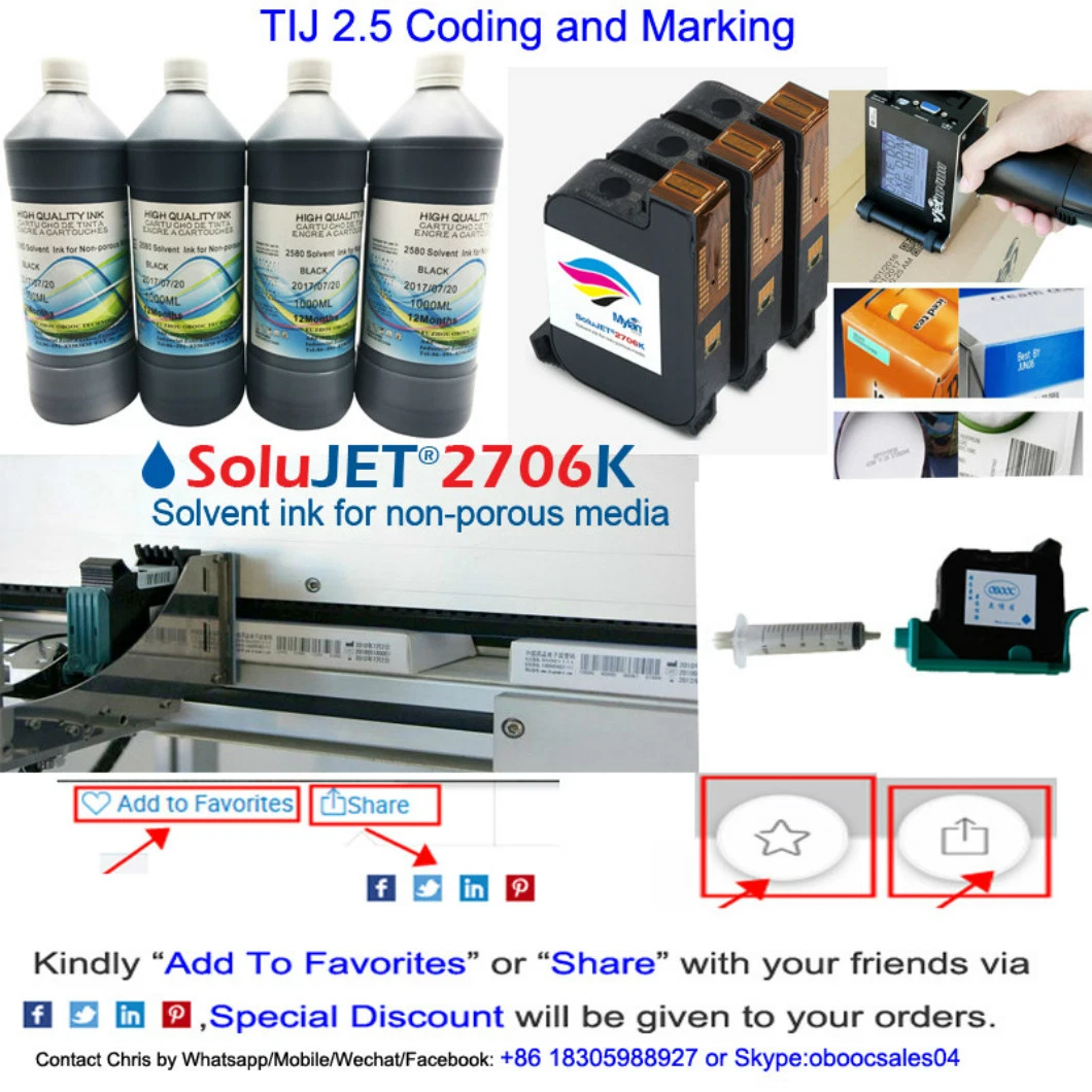 Inline Inkjet Logo Machine Printing 25.4mm Tij2.5 Ink Cartridge