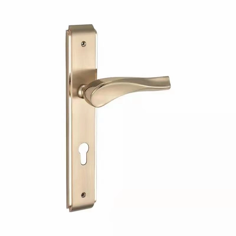 Two Colors Factory Modern Design Zinc Alloy Front Door Handle on Plate