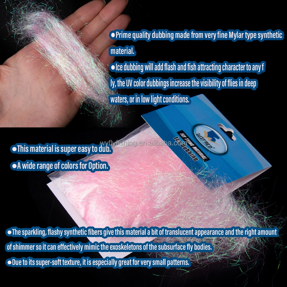 2g/Bag UV Ice Dubbing Super Soft Texture Add Sparkling Fibers Fine Mylar-Type Synthetic Fly Tying Material