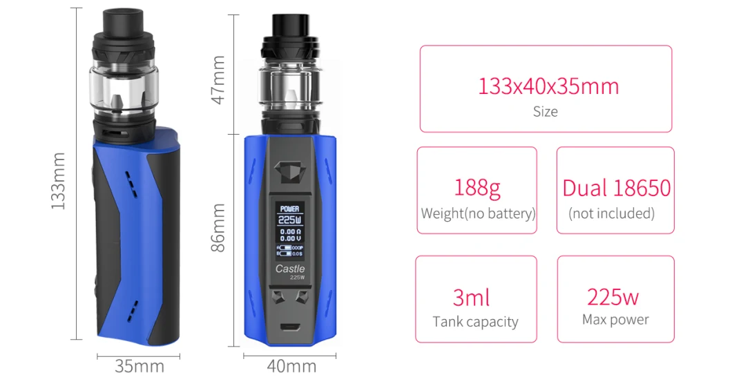 OEM Aluminum 18650 Battery Capacity Box Mod Vape