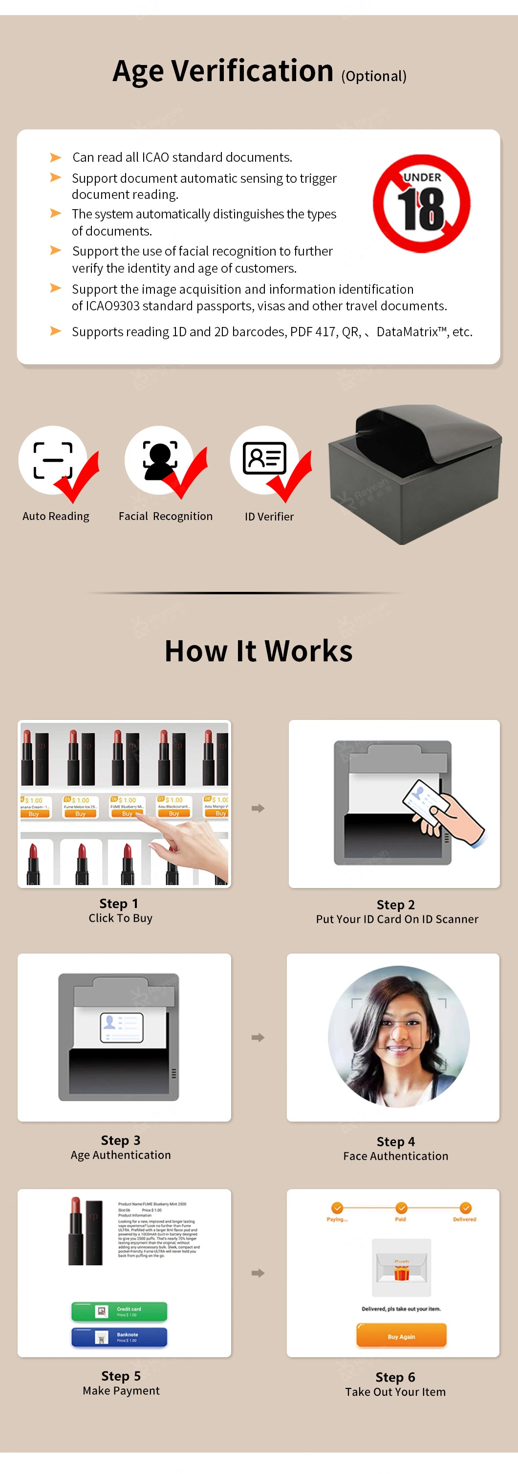 Factory Prices Touch Screen Electronic Cigarettes Vape Vending Machine with Age Verification