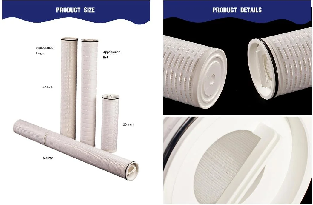 Darlly Hf High Flow PP Pleated Water Filters Replacement Filter Cartridges for Ultipleat High Flow Filters Sea Water Filtration