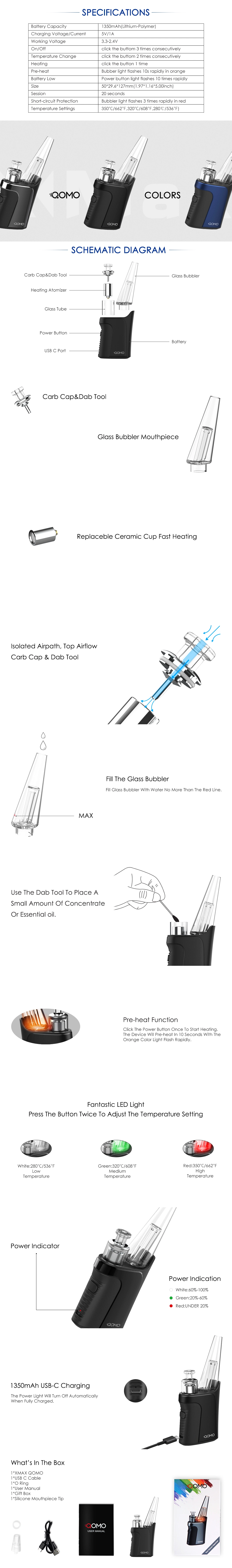 Original Factory Electronic Concentrate DAB Rig Xmax Qomo Vaporizer Rechargeable Electronic Cigarette Disposable Vaporizer Vape Pen