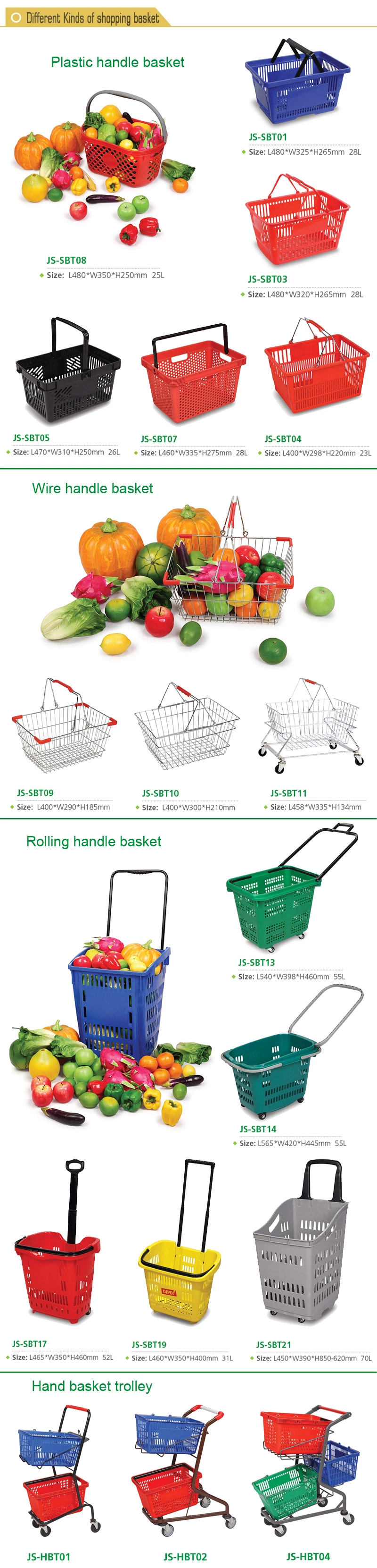 High Quality Handle Design Plastic Wicker Shopping Basket (JS-SBN03)