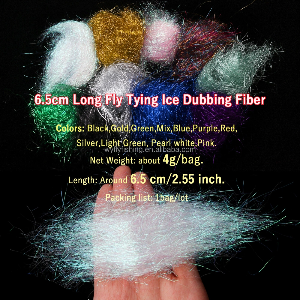 6.5cm Ice Dub Long Fly Tying Dubbing Materials Synthetic Sparkle Fibers for Nymph Salmon Baitfish Streamer