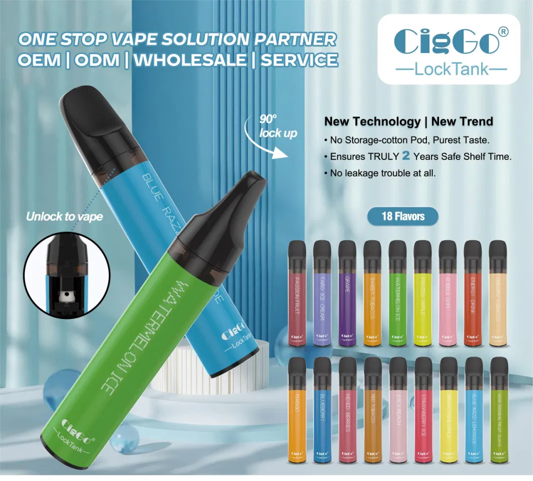 600 Puffs Disposable Vape Pen 2.0ml 2% Nicotine 18 Flavors Pen-Style Electronic Cigarette Without Storage Cotton