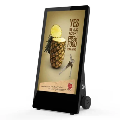 High Brightness 1500 Nits Standing LCD Display Signage Vertical 43 Inch Battery Powered Movable Advertising Screen