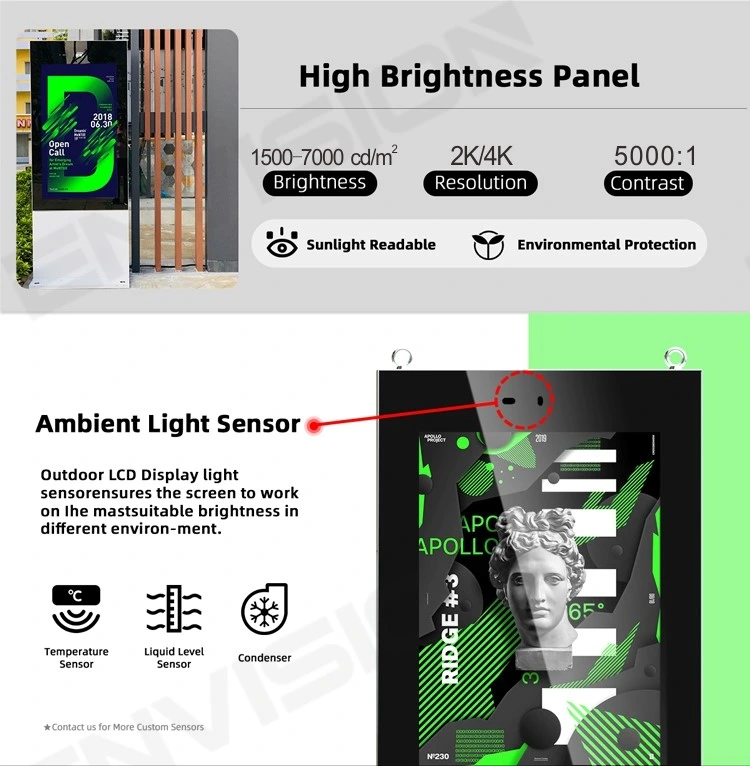 55- 98 Inch Dustproof Waterproof Large Outdoor Advertising Screen Totem IP65 Big Outdoor Digital Signage Kiosk