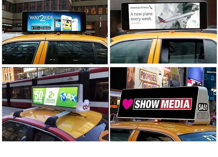 Double Side 4G WiFi Taxi Top Outdoor LCD LED Display Billboard Lightbox Digital Screen Banner Signage 3D Video Advertising