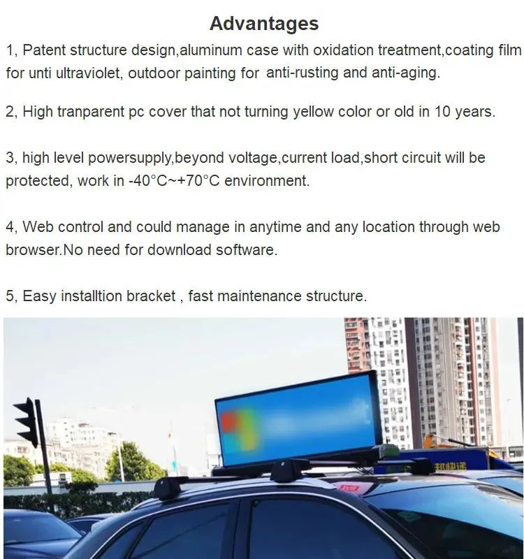 Double Side 4G WiFi Taxi Top Outdoor LCD LED Display Billboard Lightbox Digital Screen Banner Signage 3D Video Advertising