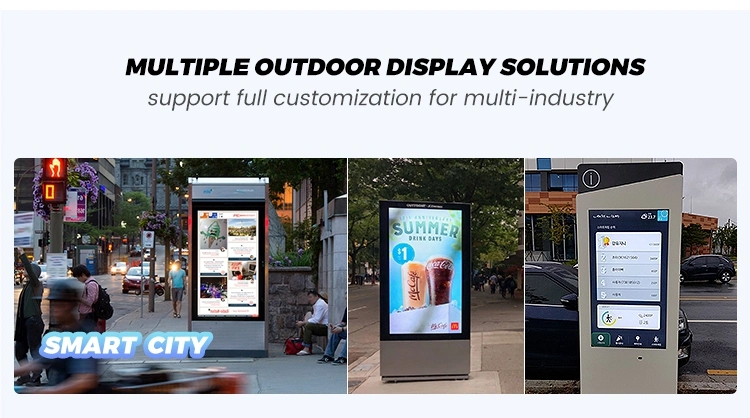 2K and 4K 43 49 55 65 75 85 Double Sided Outdoor Display with IP55 Waterproof Advertising Totem Ad Player