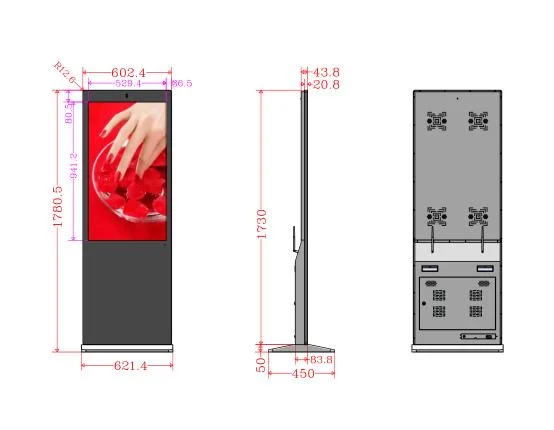 43 Inch OEM Advertising Screen Player Ultrathin Vertical Kiosk LED / LCD Digital Signage Touch Screen Kiosk Advertising Display