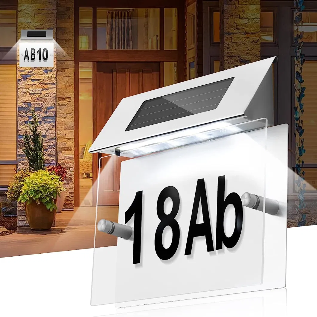 Outdoor Waterproof Solar Powered LED Electronic Address Signs Sign House Numbers for Outside Rechargeable LED Lighted Address