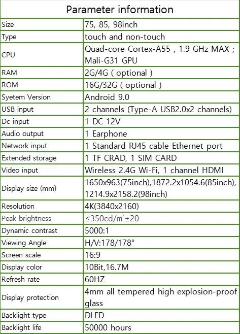 Digital Signage 75 86 98 Inch LCD Digital Display Digital Signage Digital Display Screen Display Movable Vertical Digital Signs for Businesses