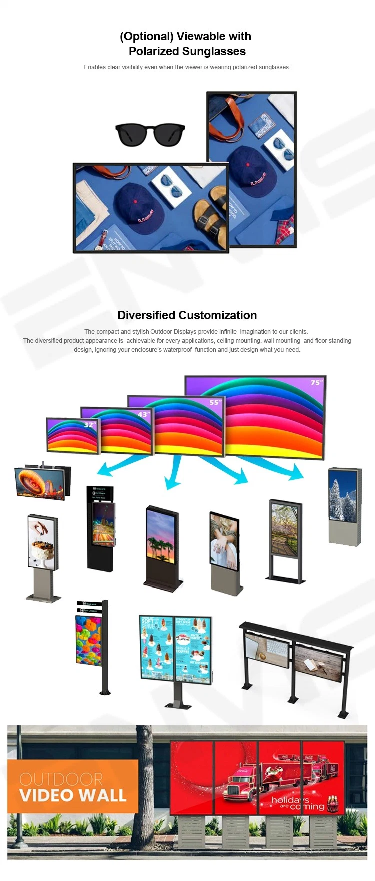 55 Inch Dustproof Waterproof Large Outdoor Advertising Screen Totem IP65 Big Outdoor Digital Signage Kiosk