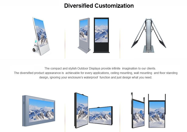 2K and 4K 43 49 55 65 75 85 Double Sided Outdoor Display with IP55 Waterproof Advertising Totem Ad Player