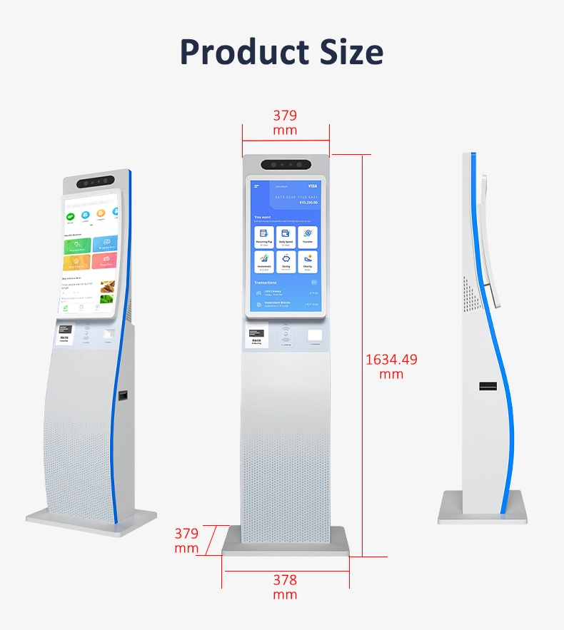 Curved Screen Self-Service Terminal All-in-One PC Free Standing Interactive Multi Touch Multimedia Kiosk