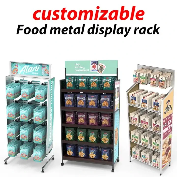 Point of Sales Retail Grocery Store Portable 6 Tiers Metal Wire Shelf Display Rack Rotating Holder for Hanging Hat