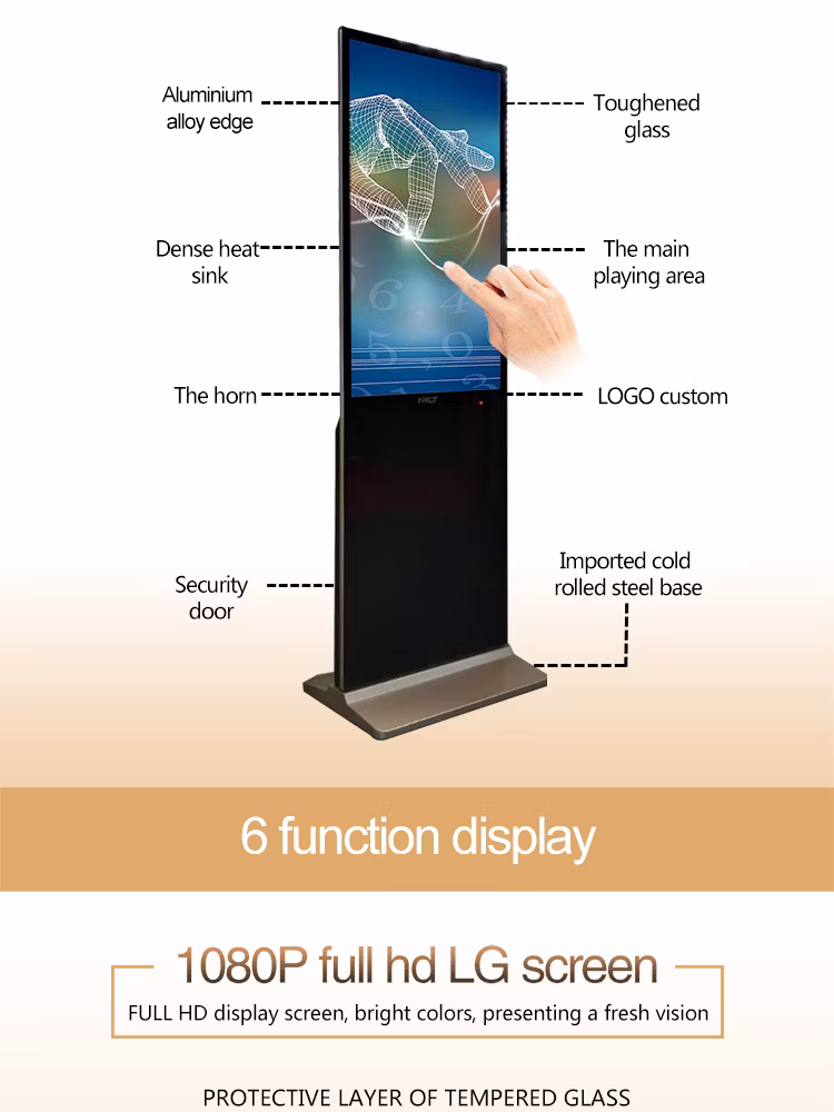 Floor Stand 55 Inch Indoor Interactive Touch LCD Advertising Media Player Digital Signage Screen Kiosk