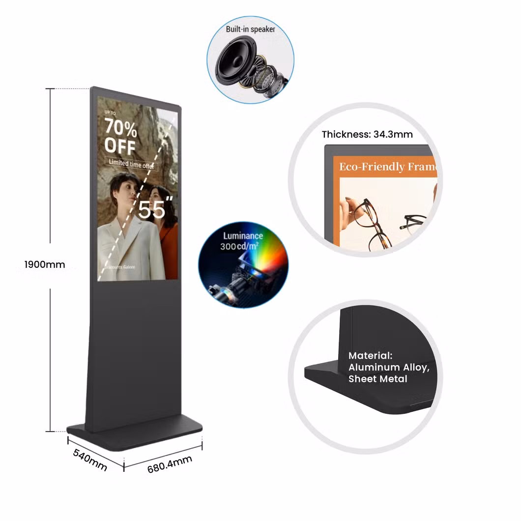 55 Inch LCD Digital Interactive Displays Advertising Signage Interactive Display Kiosks