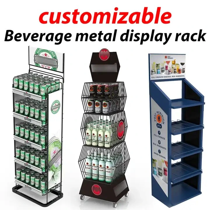 Point of Sales Retail Grocery Store Portable 6 Tiers Metal Wire Shelf Display Rack Rotating Holder for Hanging Hat